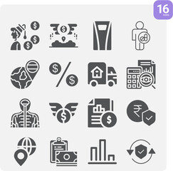 Simple set of institutions related filled icons.