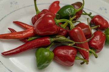 Red and green pepper background white