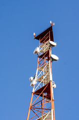 telecommunications tower in the sky, bottom view