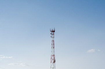 telecommunications tower in the sky, bottom view