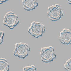 seamless pattern of roses on gray background. 3d illustration