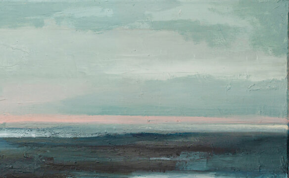 Abstract landscape art background. Seascape Contemporary art. Oil painting of ocean. oil paint texture. Modern art.