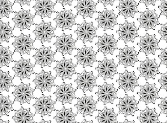 beautiful black delicate line vector seamless patterm flower