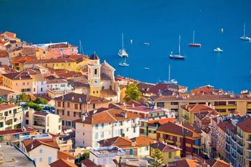 Rideaux occultants Nice Villefranche sur Mer. Idyllic town on French riviera coastline view