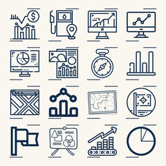 Simple set of diagrams related lineal icons.