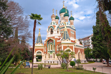 Fototapeta na wymiar Saint Nicholas Russian Orthodox Cathedral in Nice