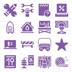 16 pack of modeling  filled web icons set