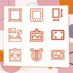 Simple set of 9 icons related to compose