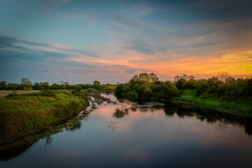 Fototapeta na wymiar sunset over the river Barrow, County Kildare, Ireland