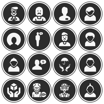 16 pack of elderly  filled web icons set