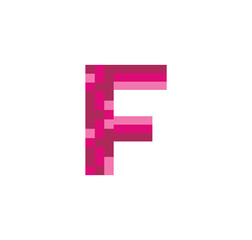 F Alphabet Pixel Modern Logo Design Concept