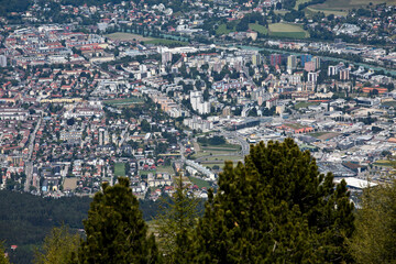 Innsbruck Patscherkofel Hiking to the peaks of the Alps of Tyrol in Austria enjoying the view. Europe scenery.