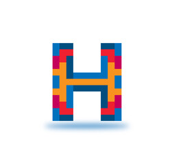 Obraz premium H Alphabet Pixel Modern Logo Design Concept