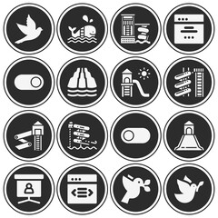 16 pack of slipped  filled web icons set