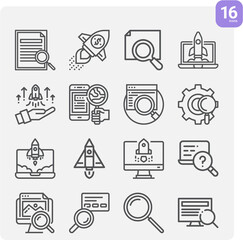 Simple set of problem solving related lineal icons.