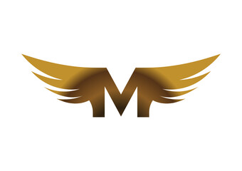 M Wings Alphabet Logo Design template