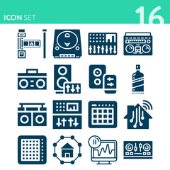 Simple set of 16 icons related to dominated