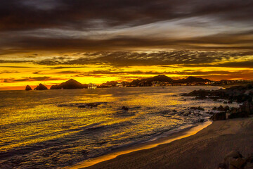 Fototapeta na wymiar Sunset Beach The Arch Central Cabo San Lucas Mexico