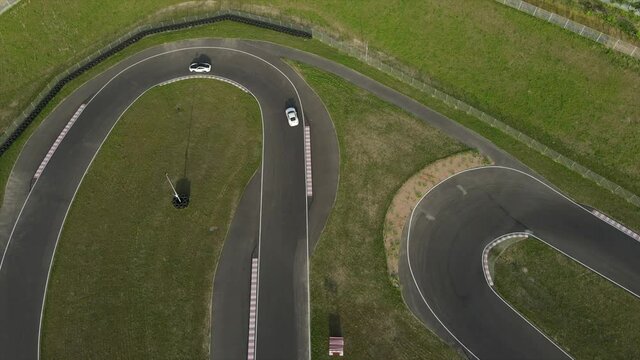 Track car racing aerial view 4K