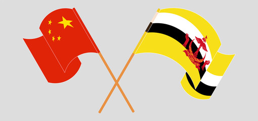 Crossed flags of Brunei and China