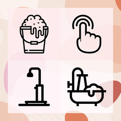 Simple set of multiple related lineal icons