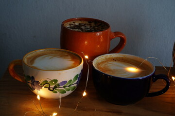 pottery mugs and pumpkins