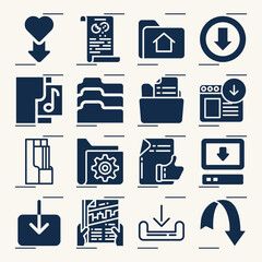 Simple set of functionality related filled icons.