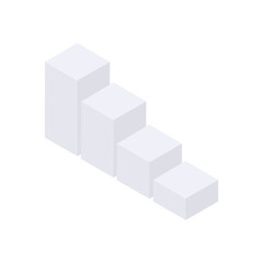 Naklejka premium 3d white blank bar graph chart, flat style