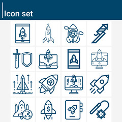 Simple set of missiles related lineal icons.