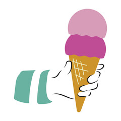 hand drawn share an ice cream on white background. .