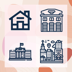 Simple set of neighborhood related lineal icons