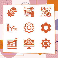 Simple set of 9 icons related to social control