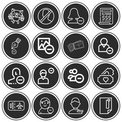 16 pack of barriers  lineal web icons set