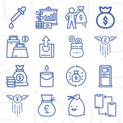 16 pack of dollar  lineal web icons set