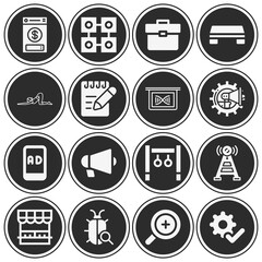 16 pack of analysis  filled web icons set