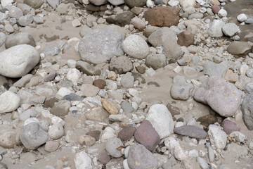 Stones and sand on the ground