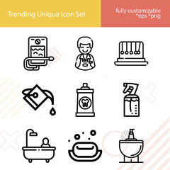 Simple set of wash related lineal icons.