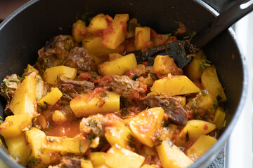 Cooked sauce in a saucepan