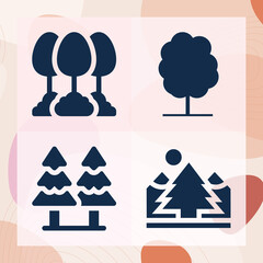 Simple set of woodland related filled icons