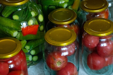 Cooking pickled tomatoes and cucumbers