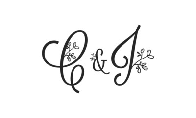 C&J floral ornate letters wedding alphabet characters