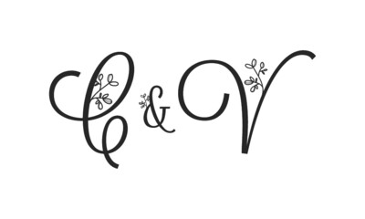 C&V floral ornate letters wedding alphabet characters