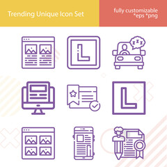 Simple set of licence related lineal icons.