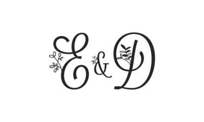 E&D floral ornate letters wedding alphabet characters