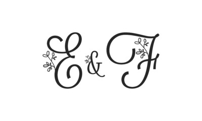 E&F floral ornate letters wedding alphabet characters