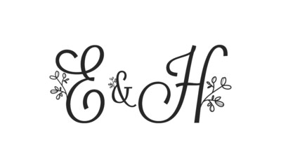E&H floral ornate letters wedding alphabet characters