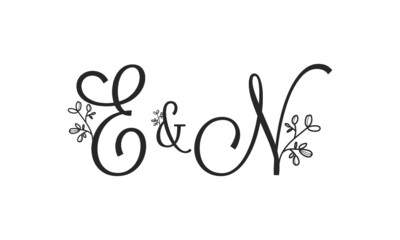 E&N floral ornate letters wedding alphabet characters