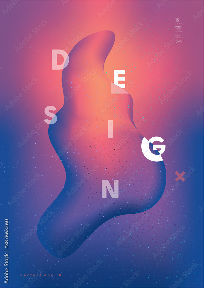 Poster abstract gradient background with elements and inscriptions, in a minimalist style. vector illustrat
