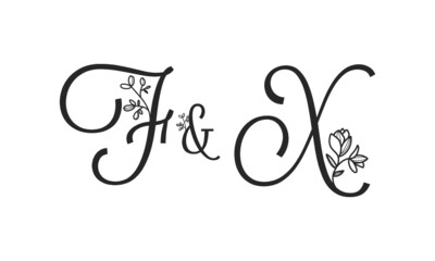F&X floral ornate letters wedding alphabet characters