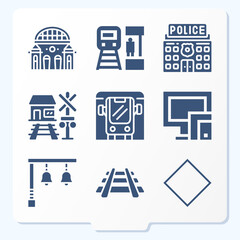 Simple set of 9 icons related to platforms